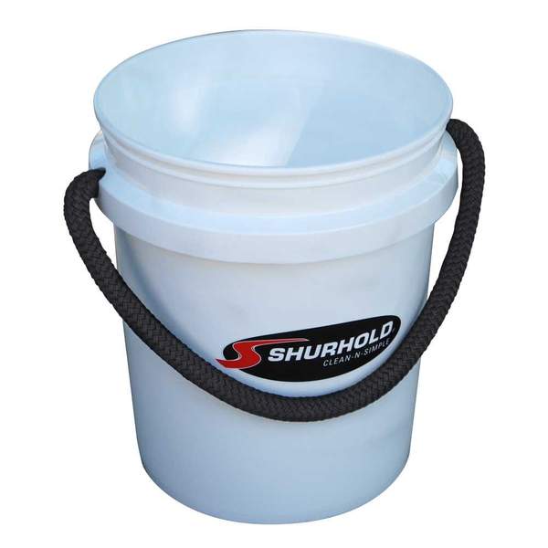 Shurhold 5-Gallon Rope Handle Bucket, White, Stackable Leak-Proof Design