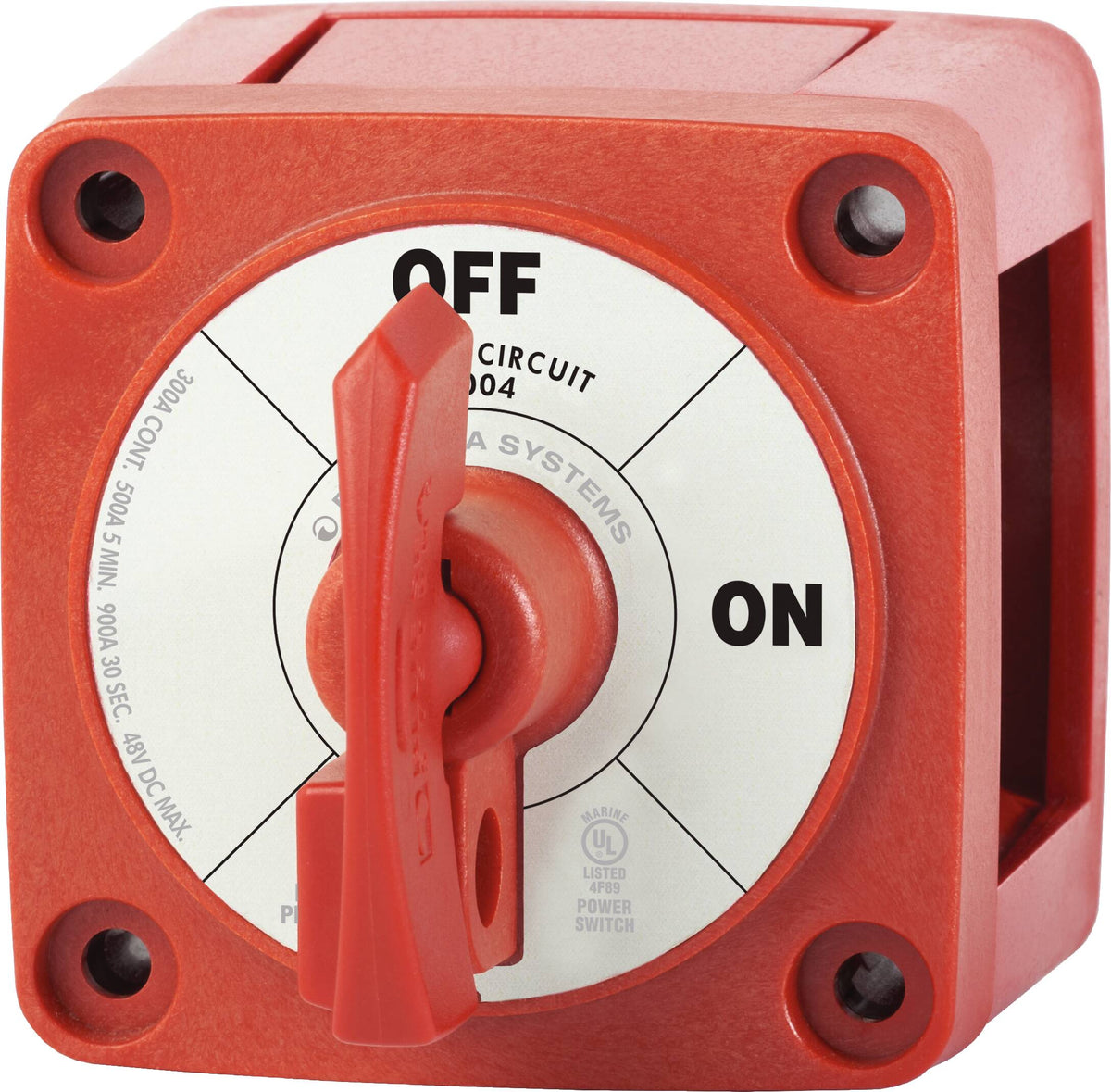 Blue Sea Systems 6004 m-Series Battery Disconnect Switch with Locking Key, Red, 300 Amp Continuous