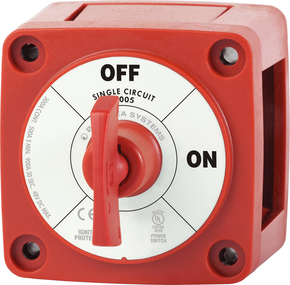 Blue Sea Systems m-Series Battery Switch with Key, Part 6005, 48V DC, 300A Continuous
