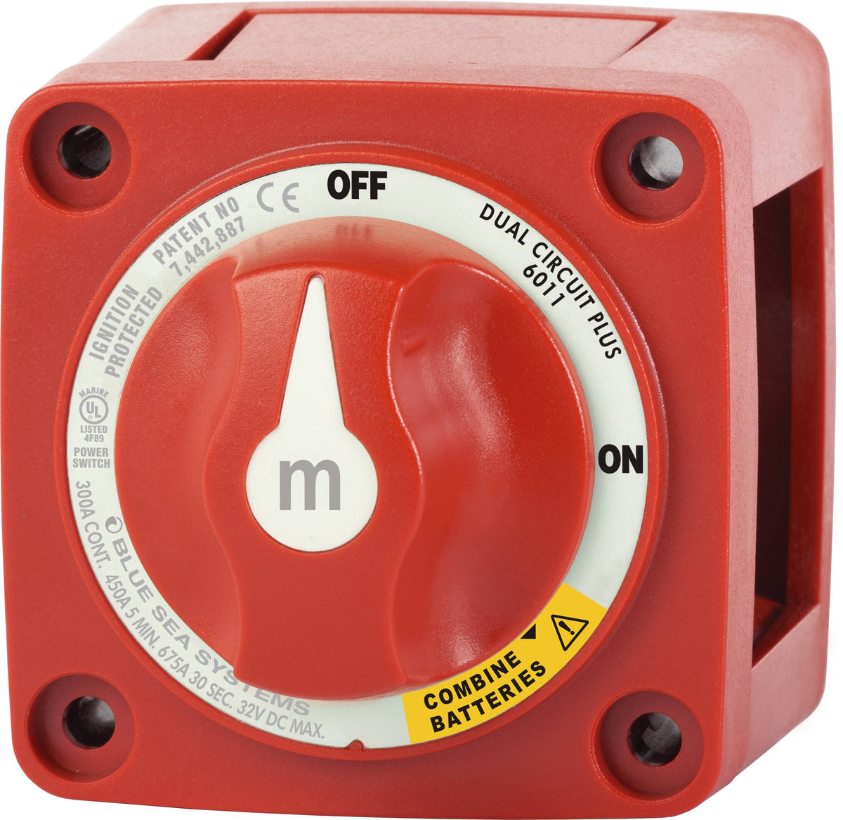 Blue Sea Systems 6011 m-Series Dual Circuit Plus Battery Switch, Red