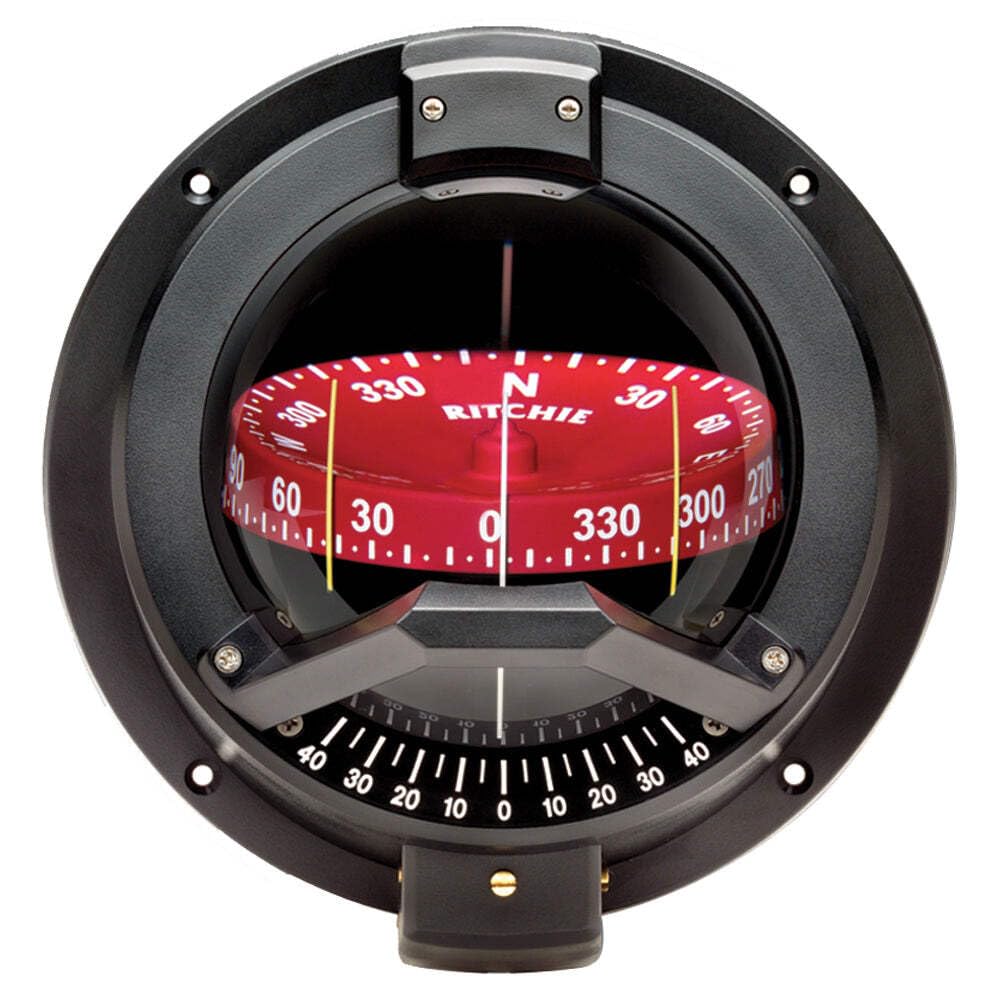 Ritchie Navigator BN-202 Bulkhead Mount Boat Compass, 4.5 Inch CombiDial with Inclinometer, Black
