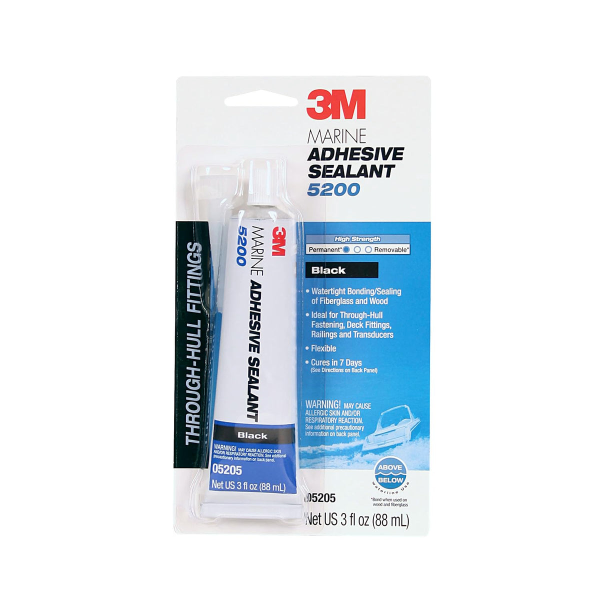 3M Marine Adhesive Sealant 5200 - Permanent Polyurethane Boat Sealant, Available in 3 fl oz to 10 fl oz, Black or White