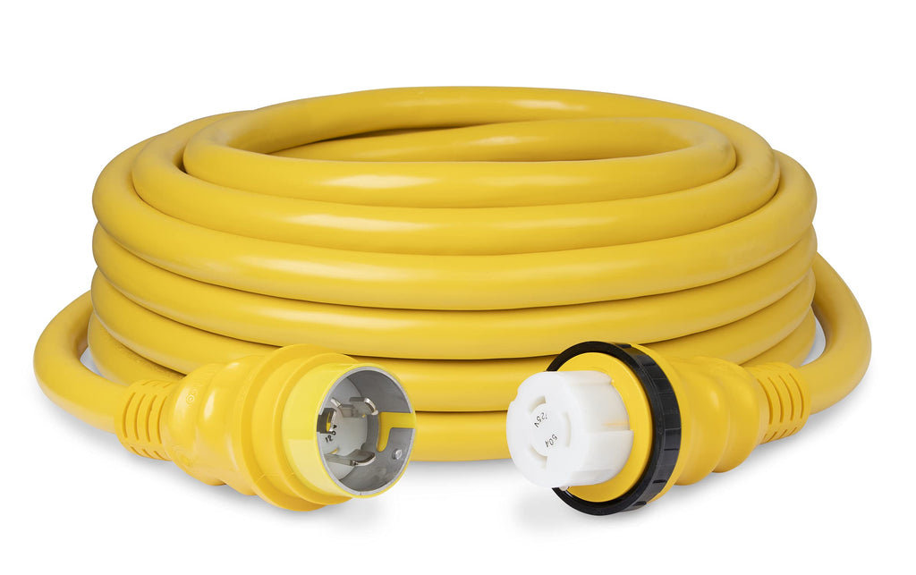Marinco Shore Power Cordset - 30A 125V & 50A 125/250V, Yellow, 25' to 50'