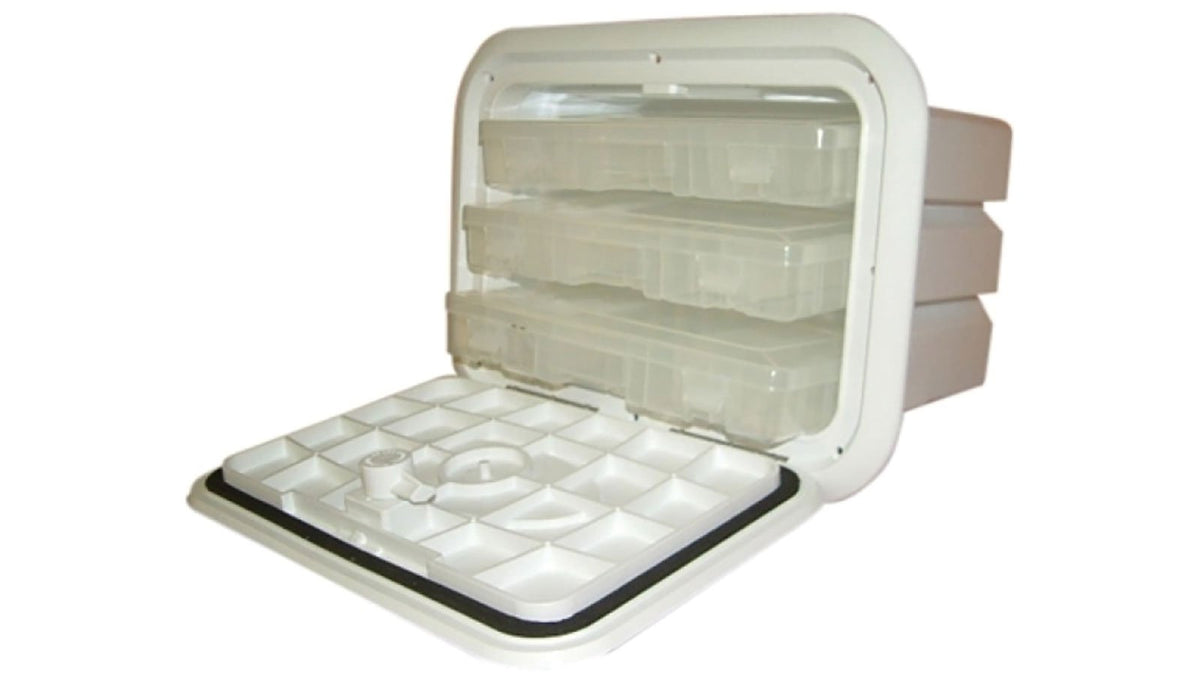T-H Marine Tackle Center 3-Tray Boat Storage Hatch, 11 x 15 Inches, Polar White