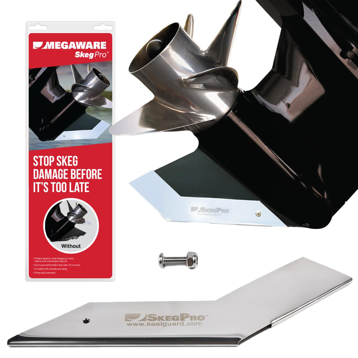Megaware KeelGuard SkegPro Stainless Steel Skeg Protector for MerCruiser Bravo Drives