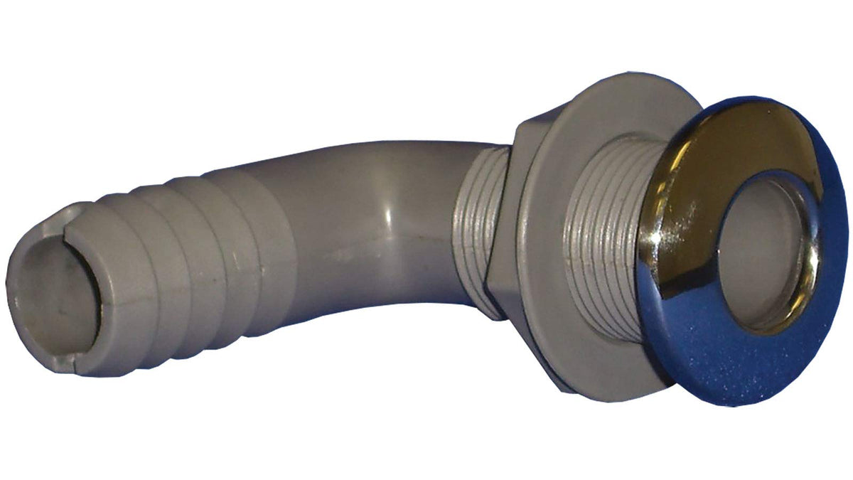 Whitecap Industries S-3811C 90 Degree Thru-Hull Fitting with Barb, 1-1/4 Inch Hose Size, Stainless Steel/Nylon