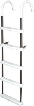 JIF Marine 5-Step Aluminum Gunwale Hook Ladder, 60 Inch, 7 Inch Vinyl-Covered Hooks, 250 lb Capacity - DMT5A-7