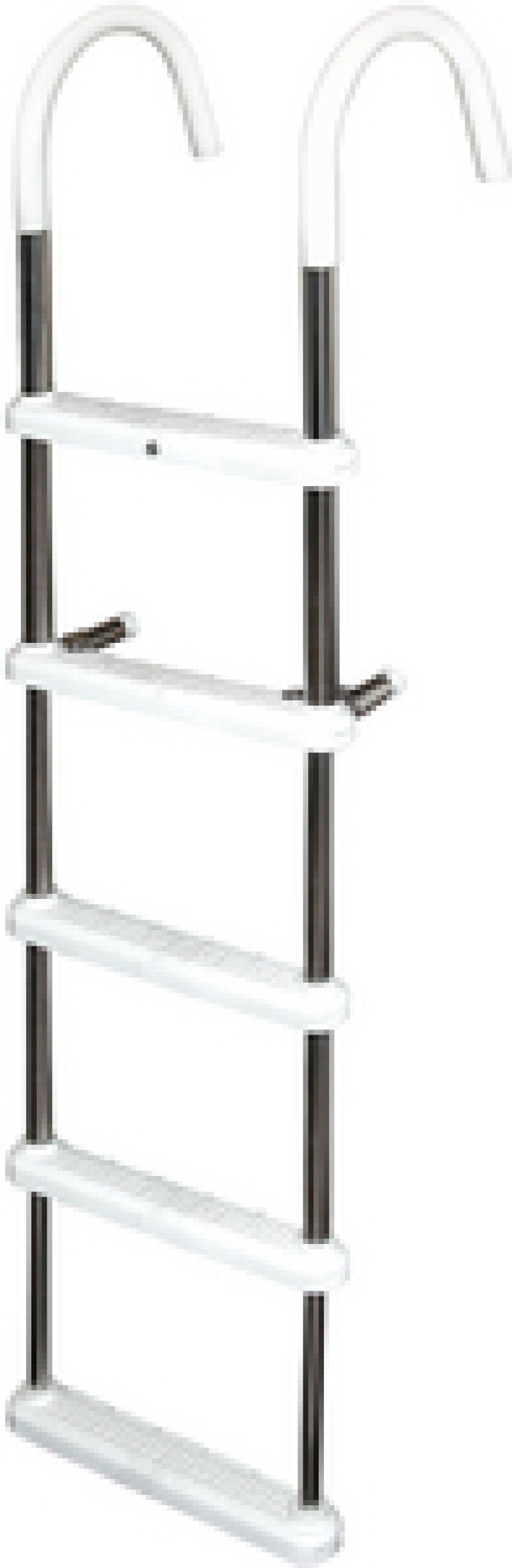 JIF Marine 5-Step Aluminum Gunwale Hook Ladder, 60 Inch, 7 Inch Vinyl-Covered Hooks, 250 lb Capacity - DMT5A-7