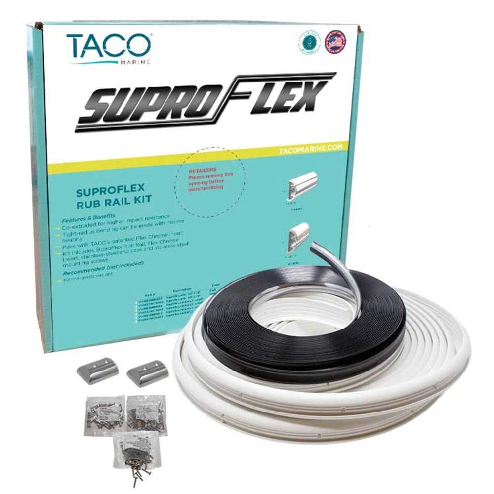 TACO Marine SuproFlex Rub Rail Kit - Black, Available in 1-19/32" x 25/32" to 2" x 29/32" Profiles, 60' and 80' Lengths