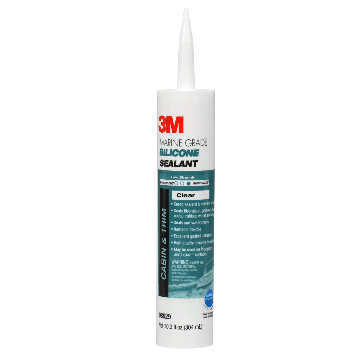 3M Marine Grade Silicone Sealant, Clear - Available in 3 fl oz Tube and 10.3 fl oz Cartridge