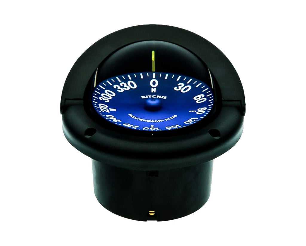 Ritchie SuperSport SS-1002 Flush Mount Marine Compass, 3.75" Blue Dial - White or Black Housing