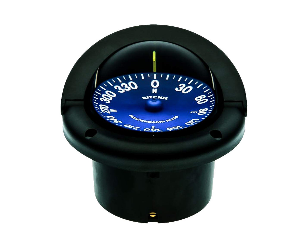 Ritchie SuperSport SS-1002 Flush Mount Marine Compass, 3.75" Blue Dial - White or Black Housing