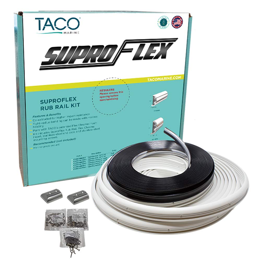 TACO Marine SuproFlex Rub Rail Kit V11-9960WCM60-2, 60 ft x 1-19/32 in x 25/32 in, Frosty White