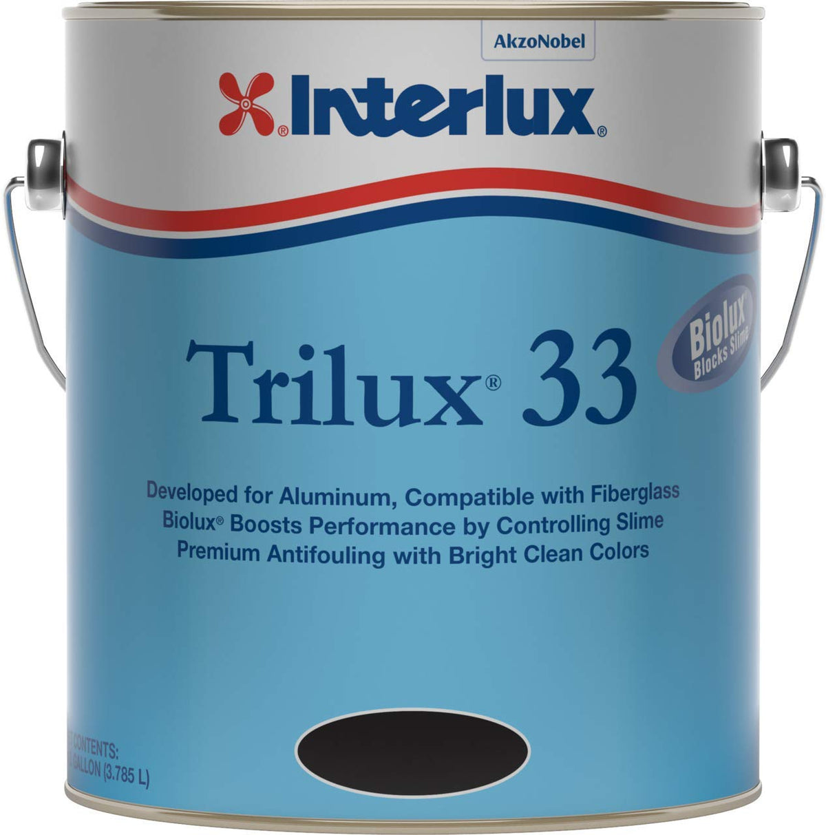 Interlux Trilux 33 Antifouling Bottom Paint, Black Gallon - Aluminum Safe Ablative for Fiberglass, Wood and Steel