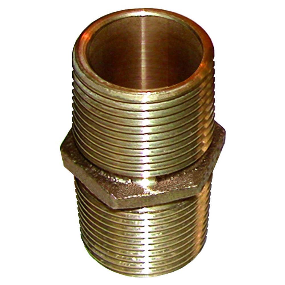 Groco Bronze Pipe Nipple, NPT Thru-Hull Fitting - Available in 1-1/4" to 1-1/2"