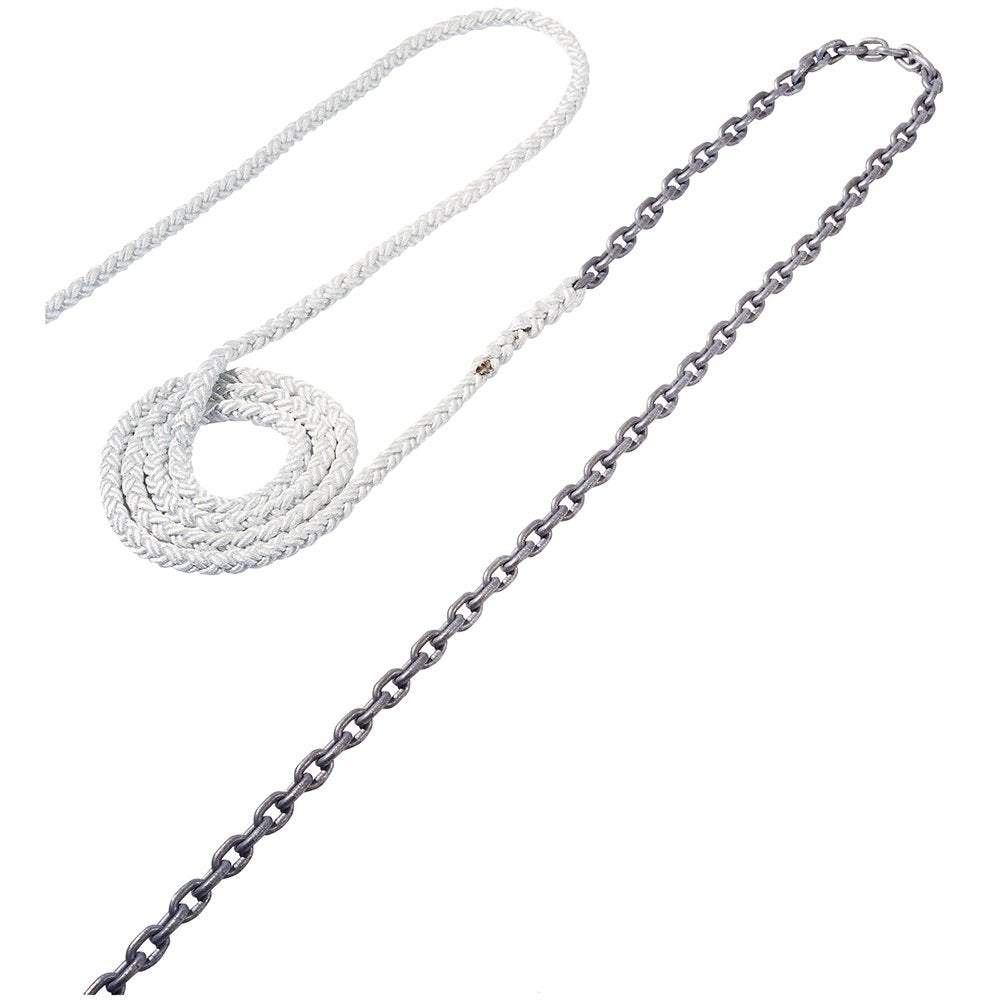 Maxwell 8-Plait Nylon Anchor Rode with Chain Leader - Available in 1/2" to 5/8" Rope, 150' to 300' Lengths