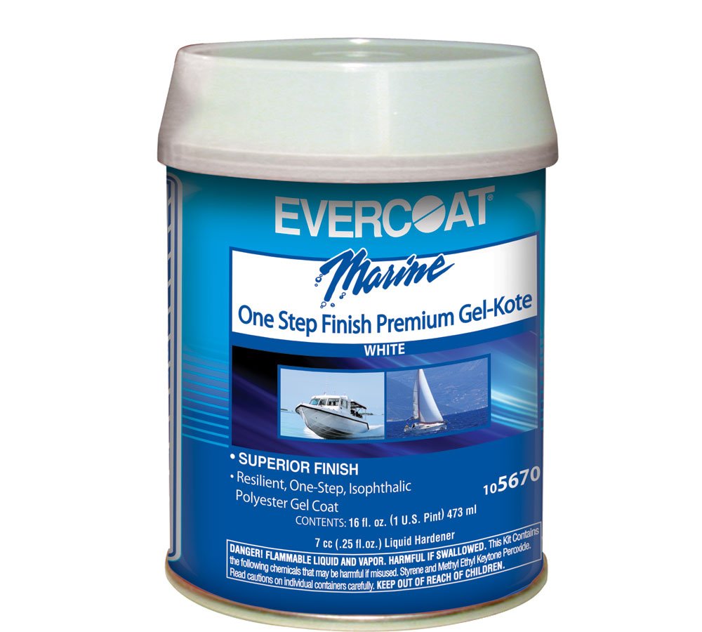 Evercoat One Step Finish Gel-Kote Fiberglass Gel Coat, White - Available in Pint to Quart