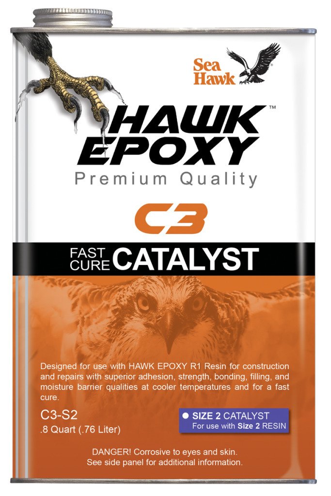 Sea Hawk Fast Cure Catalyst C3-S2, 2.8 Quart Epoxy Hardener for Hawk Epoxy R1 Resin
