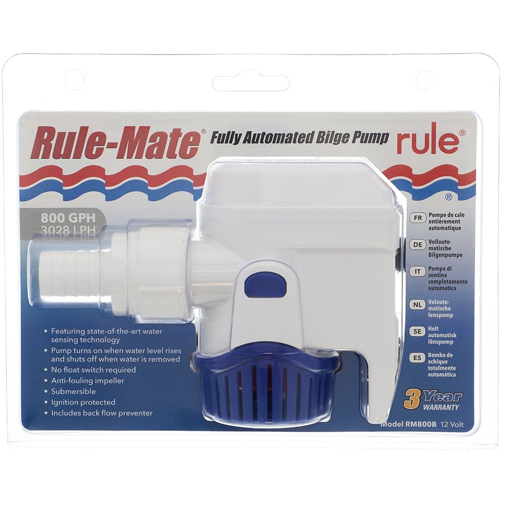 Rule Rule-Mate Automatic Submersible Bilge Pump, 12V - Available in 500 to 2000 GPH