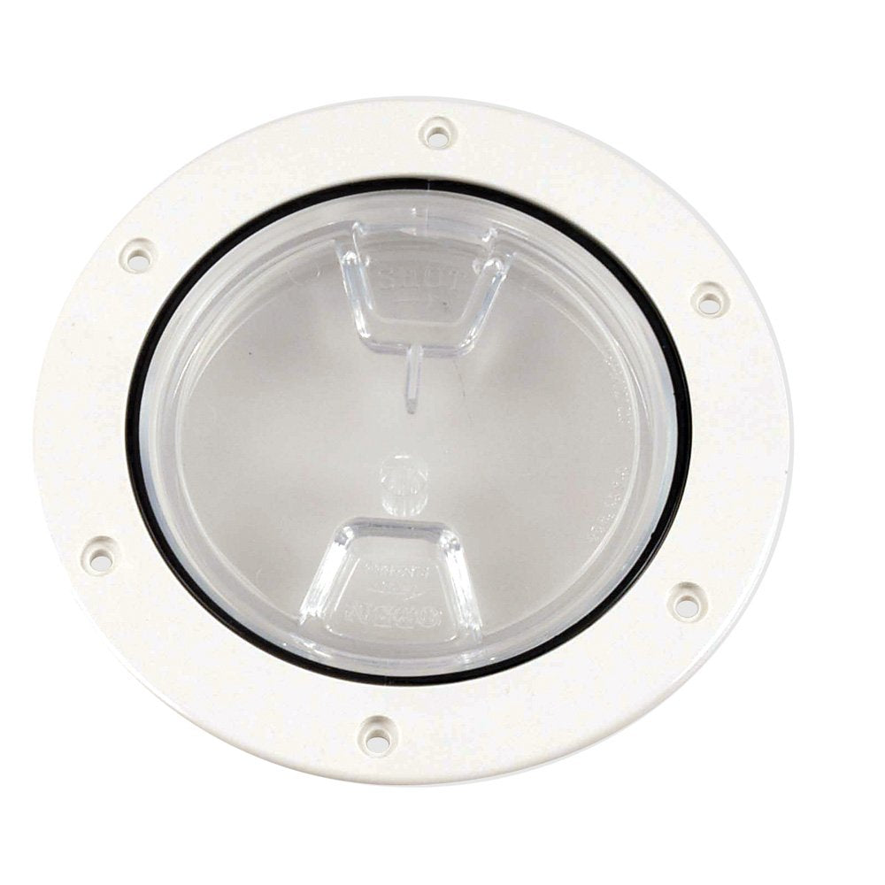 Beckson Marine 4 Inch Screw-In Deck Plate, Clear/White, DP40-W-C