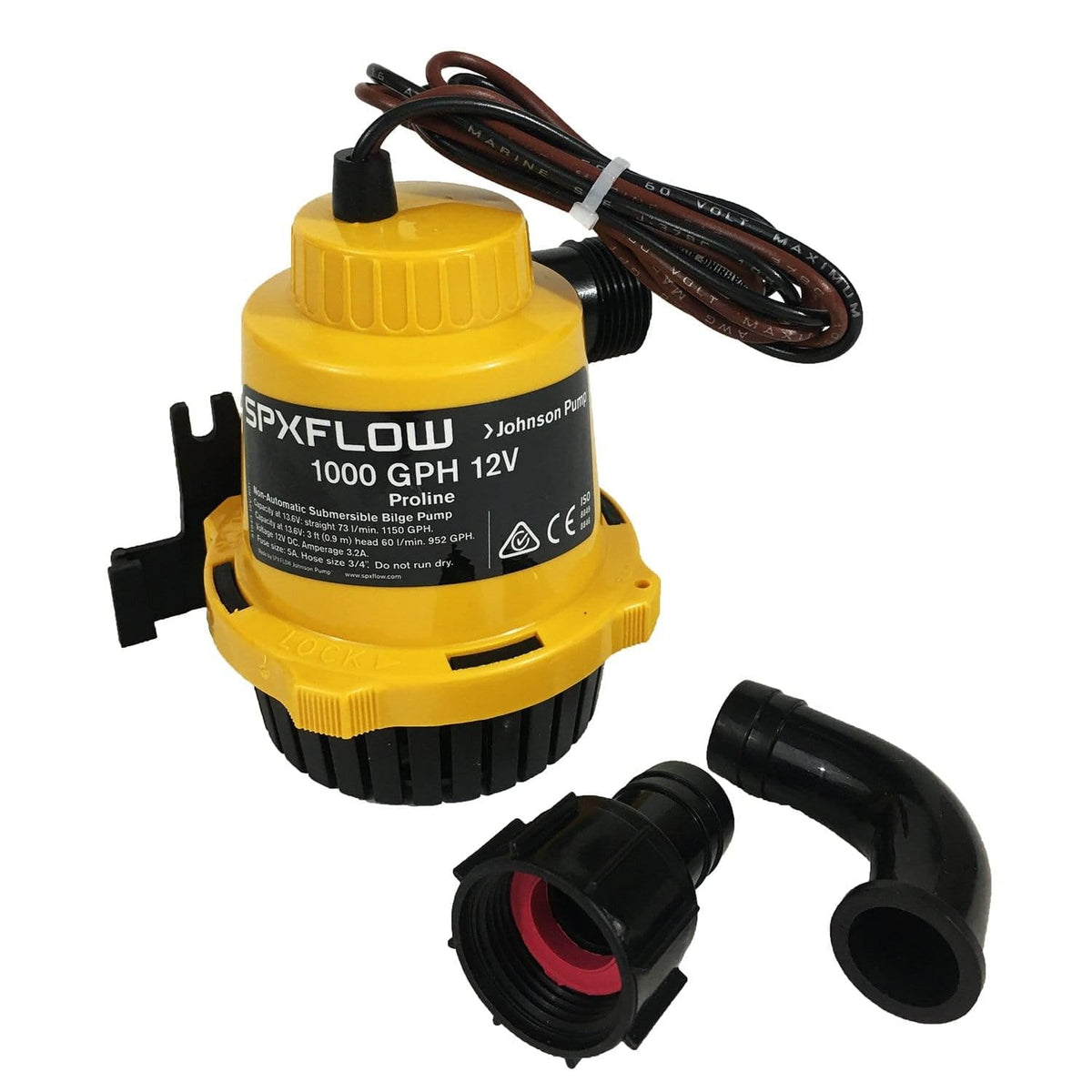 Johnson Pump Proline Bilge Pump, 1000 GPH, 12 Volt Electric Marine Bilge Pump