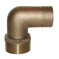 Groco 90 Degree Bronze Pipe to Hose Adapter, 1-1/4 Inch NPT to Hose