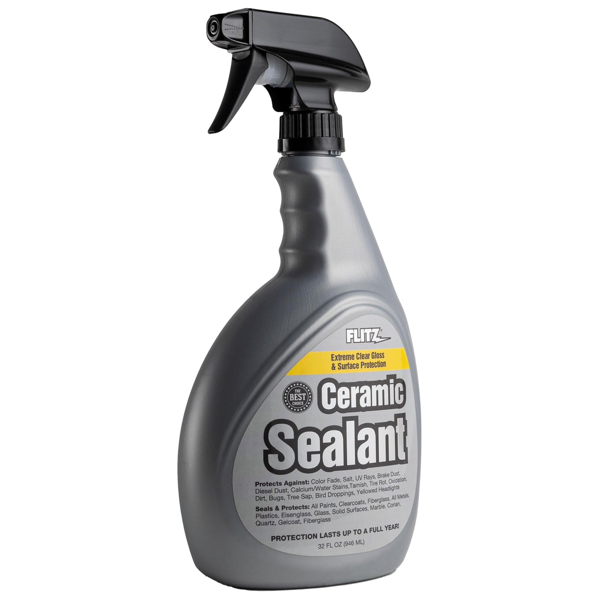 Flitz Ceramic Sealant Spray - USA-Made Hydrophobic Ceramic Coating for Boats, Cars, and Metal, Available in 16 oz to 32 oz