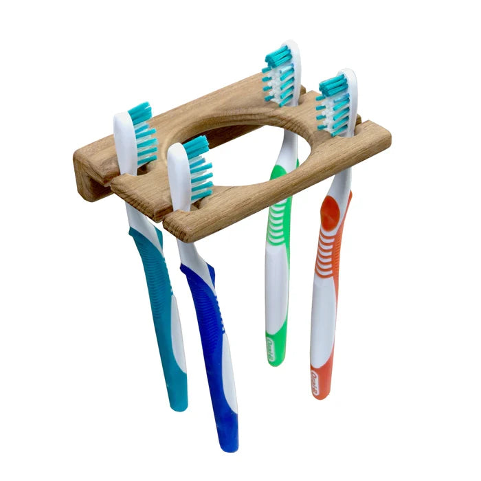 Whitecap Industries 62312 Teak Glass and Toothbrush Holder, 4-3/4 Inch, Holds 4 Toothbrushes
