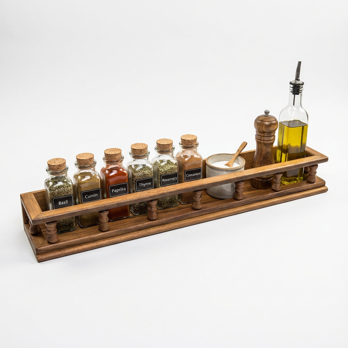 Whitecap Premium Grade Teak Large Spice Rack, 23-3/8 Inch, Holds 15 Bottles