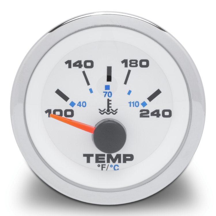 Sierra 62540P White Premier Pro 2 Inch Water Temperature Gauge for Inboard/Sterndrive Engines