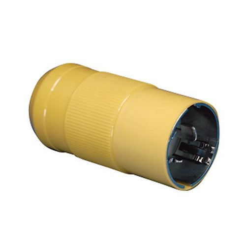 Marinco 6365CRN 50A 125/250V Locking Shore Power Plug, 3-Pole 4-Wire, Yellow Nylon