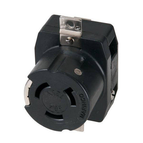 Marinco 6370CR 50-Amp 125-Volt Locking Dockside Receptacle, 2-Pole 3-Wire, Black