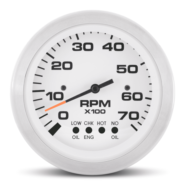 Sierra 64477FP Lido 3 Inch Electric Tachometer, 7000 RPM, BRP System Check, for Johnson/Evinrude Outboards