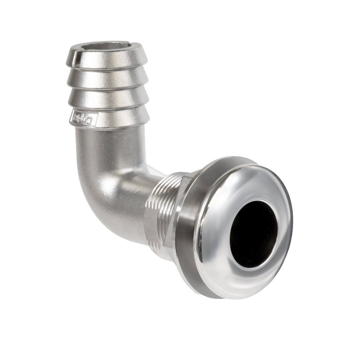 Whitecap Industries 6581X Duplex Stainless Steel 90 Degree Thru-Hull Fitting with Barb, 1-1/2 Inch
