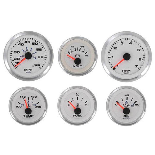 Sierra 67654P Premier Pro 6-Gauge Set, White Dial with Automotive-Style Lighting
