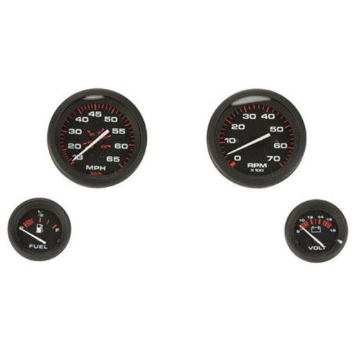 Sierra Amega 68362P Outboard Instrument Set, 4-Gauge Kit with Tachometer, Speedometer, Fuel Gauge, and Voltmeter