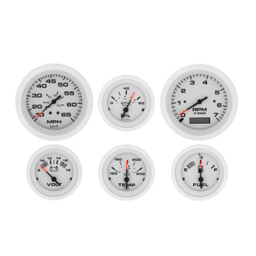 Sierra 69711P Arctic 6 Gauge IB/IO Instrument Kit - Tach, Speedo, Fuel, Volt, Temp, Oil Pressure