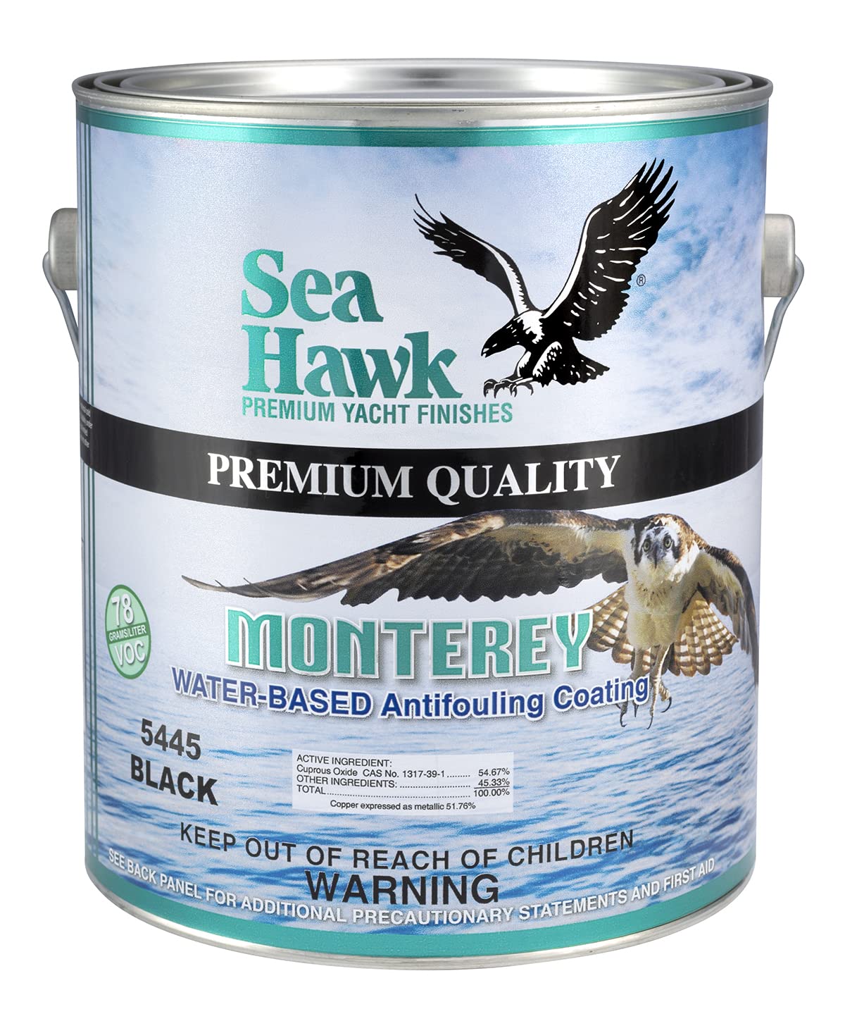 Sea Hawk Monterey Black Antifouling Bottom Paint, Water-Based Ablative, Gallon (5445/GL)