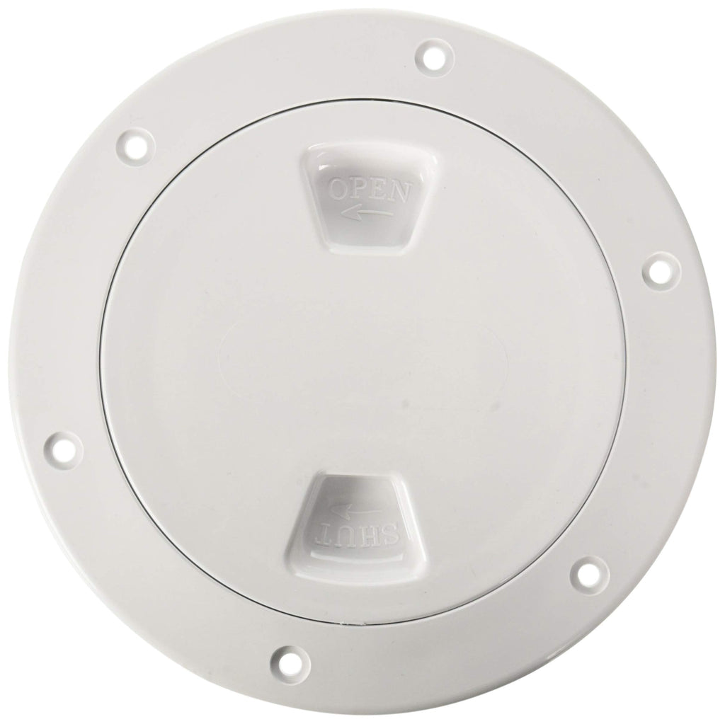 Beckson Marine 4" Smooth Center Screw-Out Deck Plate - Available in Beige and White