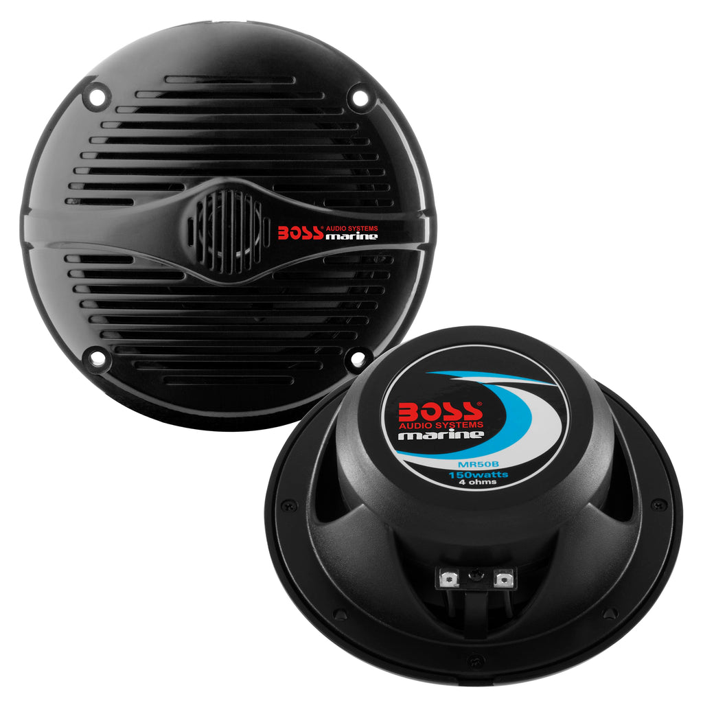 Boss Audio MR50 5.25" Marine Speakers, 150W Coaxial 2-Way, Weatherproof (Pair) - Black or White