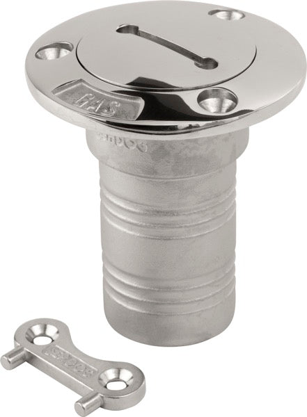 Sea-Dog Stainless Steel Gas Deck Fill with Key, 1-1/2 Inch Hose, 351320K