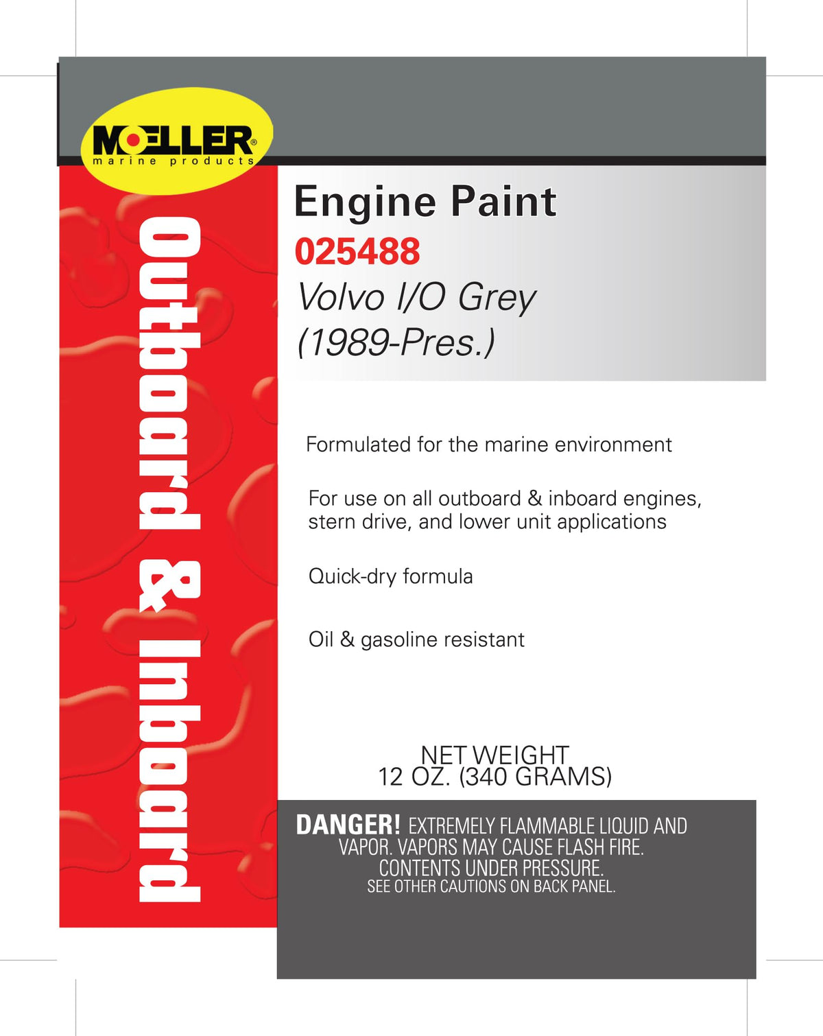 Moeller Marine Engine Spray Paint, Volvo I/O Grey, 1989-Present Fitment, Part 025488