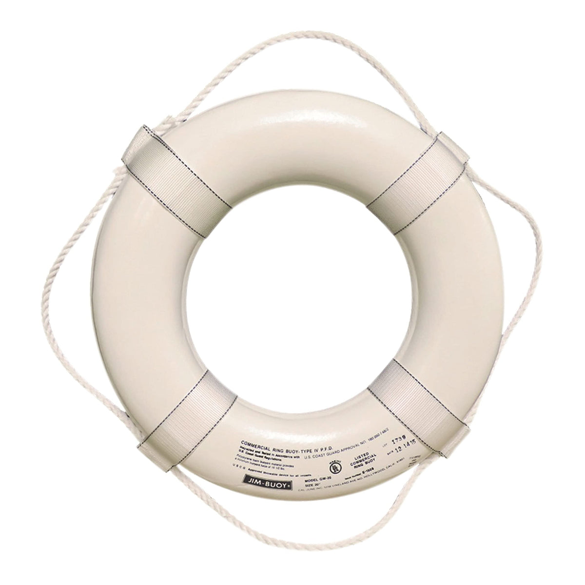 Cal June G-19 Jim-Buoy G-Series Life Ring with Web Straps, 19 Inch, White