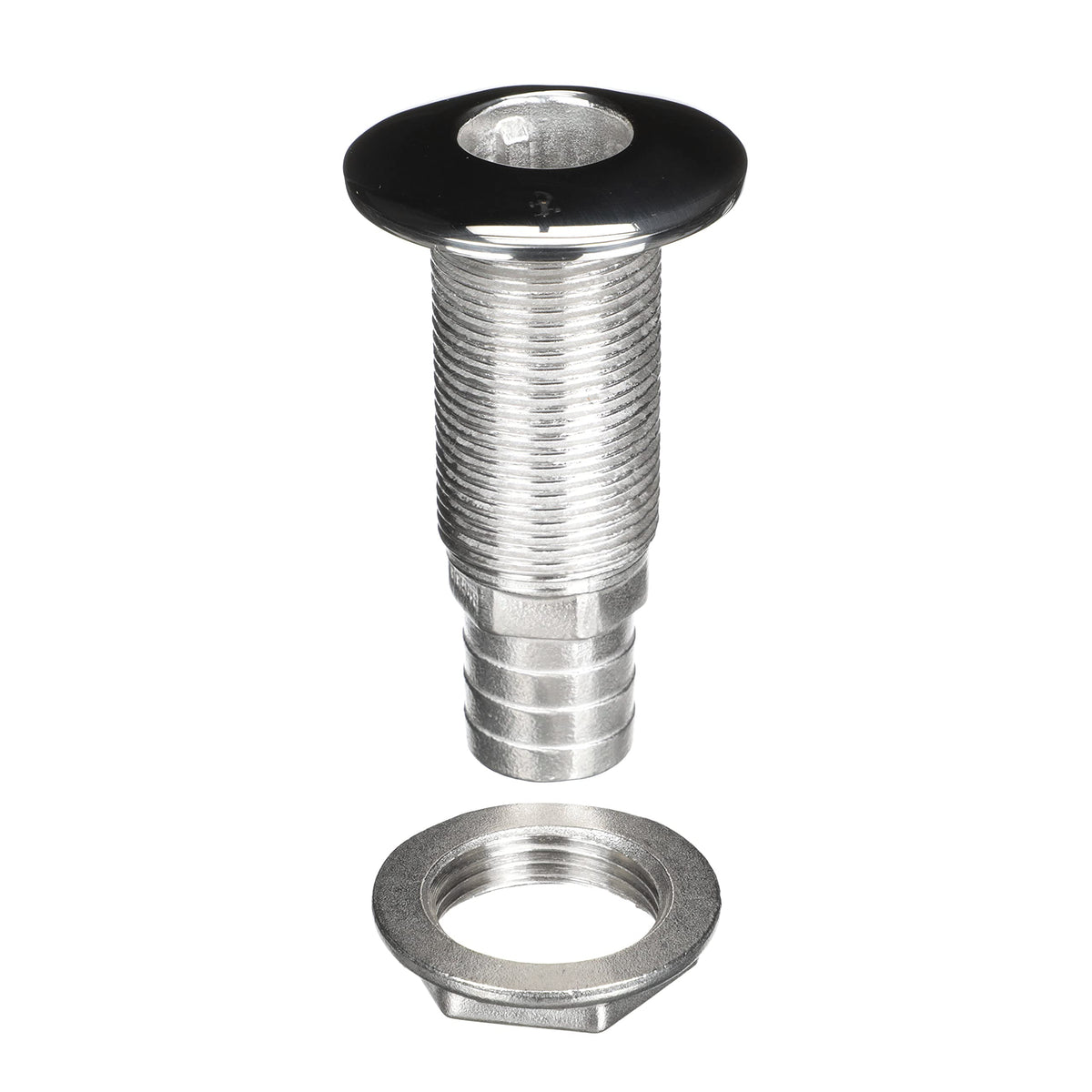 Attwood 66548-3 Stainless Steel Barbed Straight Thru-Hull Fitting, 1-Inch Hose, Standard Length