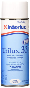 Interlux Trilux 33 Aerosol Antifouling Paint for Aluminum Outboards, Outdrives and Underwater Metals - White, 16 oz.