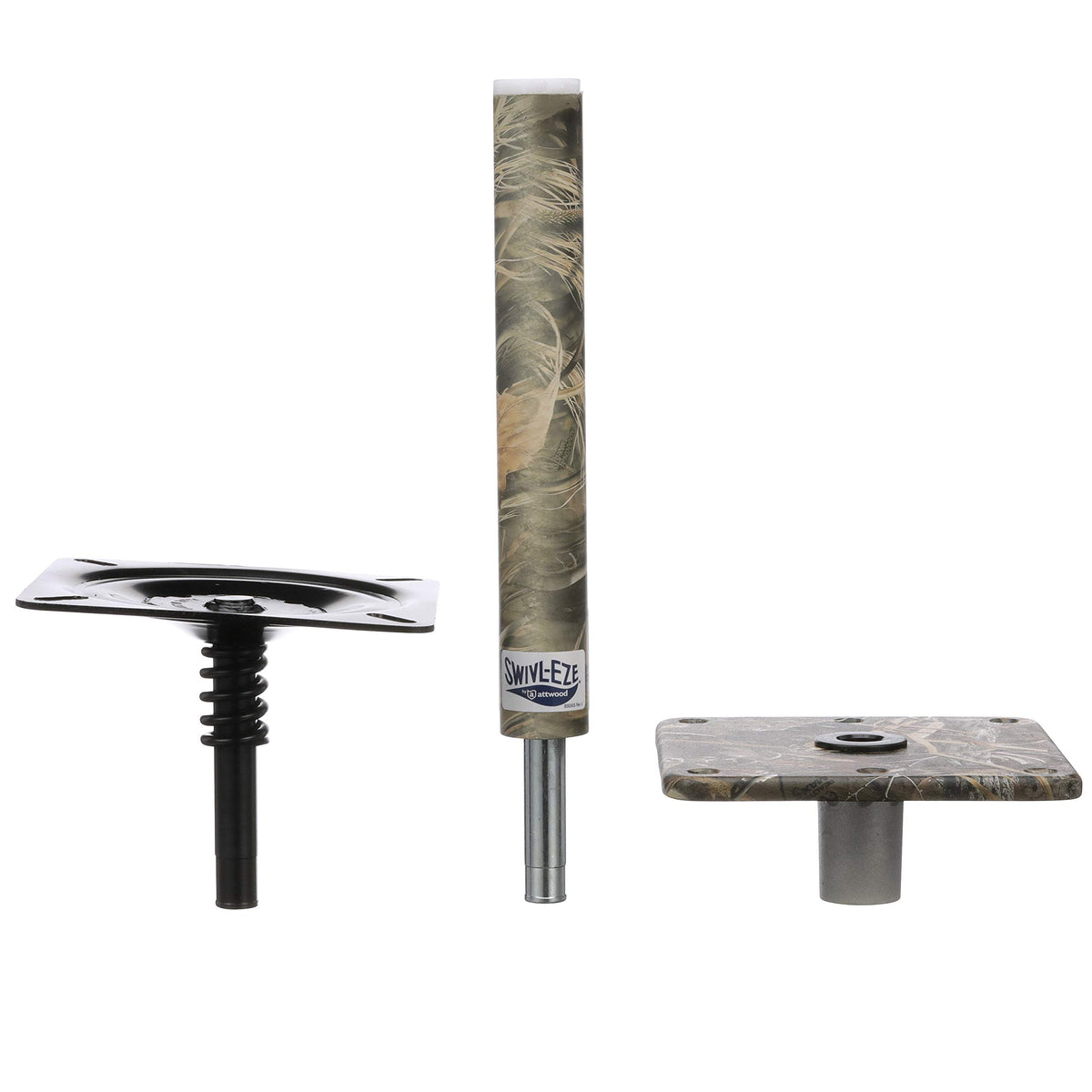 Attwood Lock'N-Pin 11 Inch Pedestal Kit with 7 x 7 Inch Camo Aluminum Base Plate