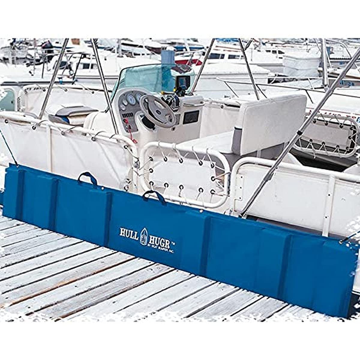 Hull Hugr Folding Boat Fender, Blue, Large, 9-Foot Open Length