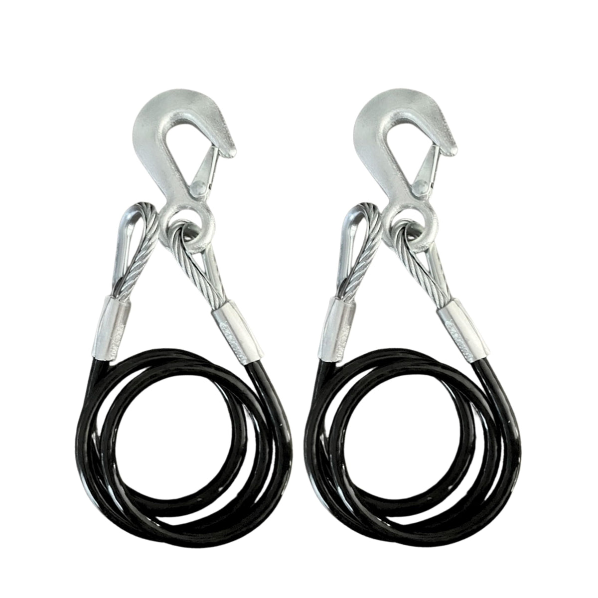 Tie Down Engineering 59548 Trailer Hitch Safety Cables, Class IV 7,000 lb Black Vinyl-Coated Pair