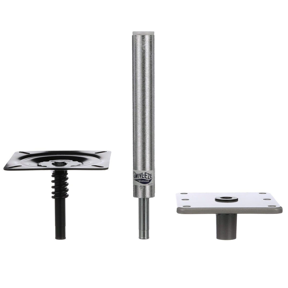Attwood Swivl-Eze 97749-7 Pedestal Kit, 11 Inch Post, 3/4 Inch Pin, 7 x 7 Inch Aluminum Base Plate