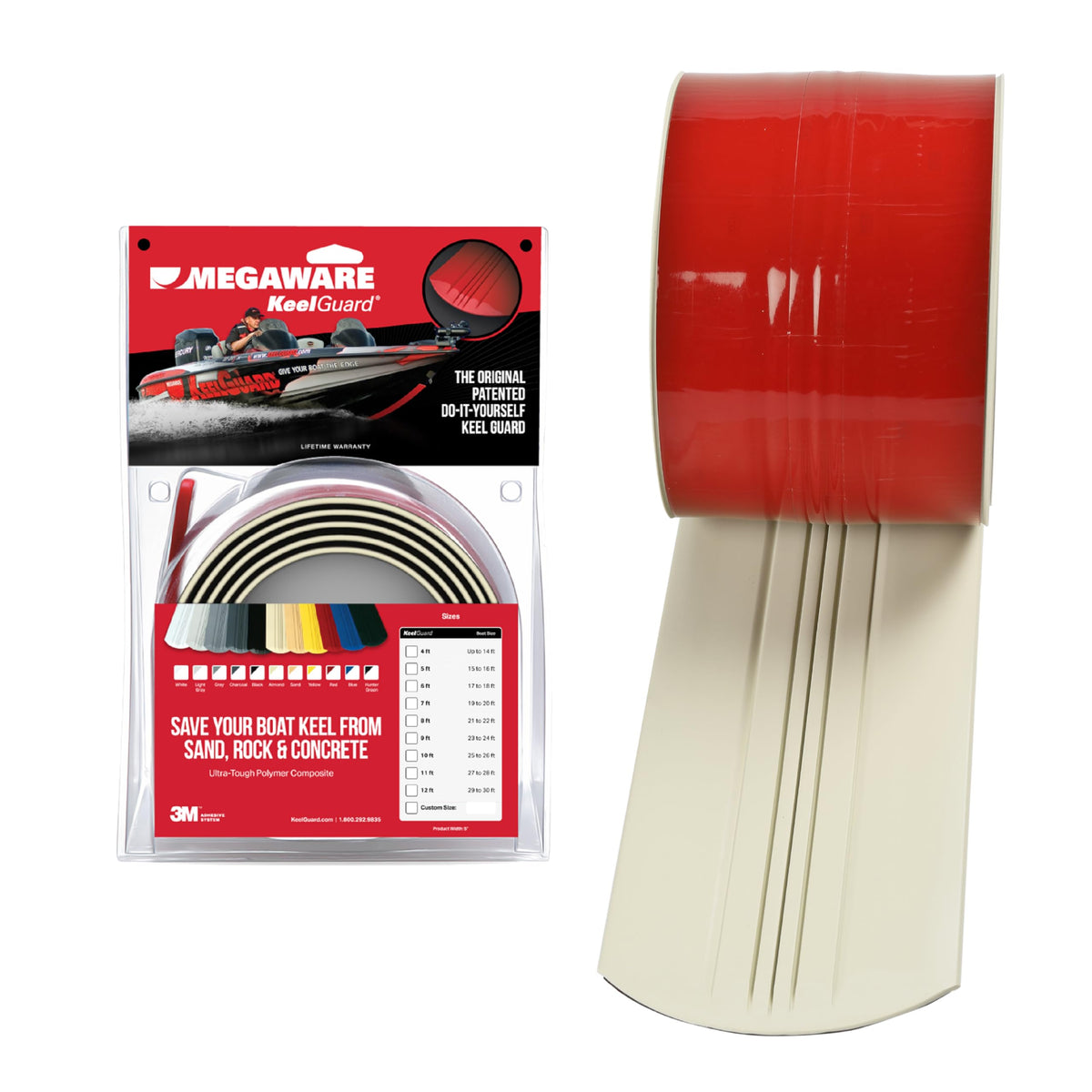 Megaware KeelGuard Self-Adhesive Boat Keel Protector - Available in 6', 7', and 8' Lengths, Multiple Colors